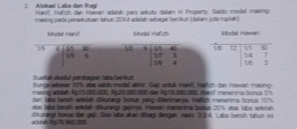 H Rakib Rugi 2. Alokasi Laba dan Rugi Hanif, Hafizh dan | StudyX