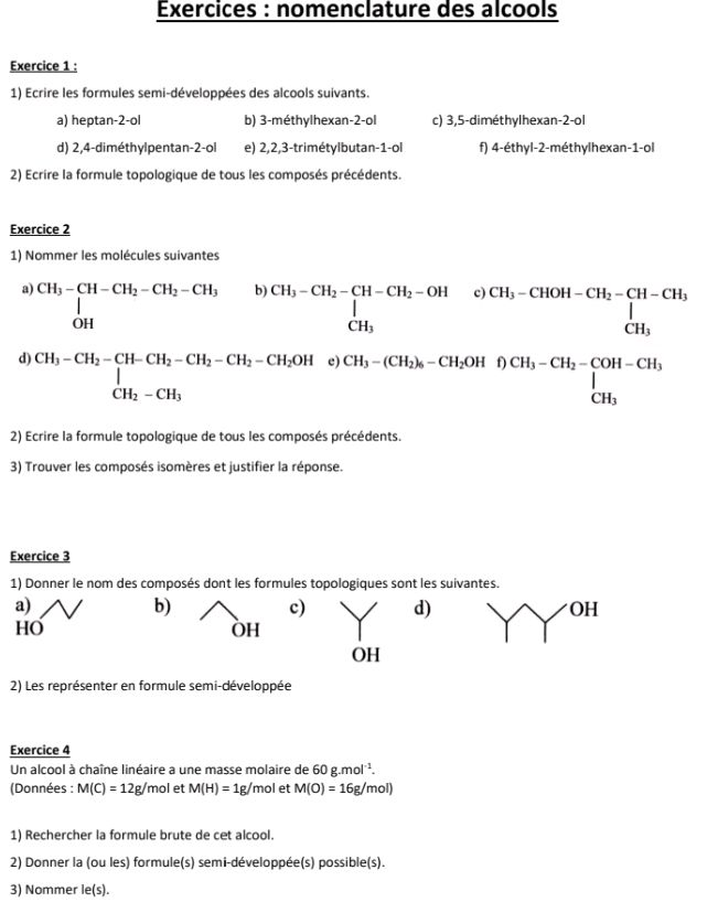 Exercice 1: 1) Ecrire les formules | StudyX