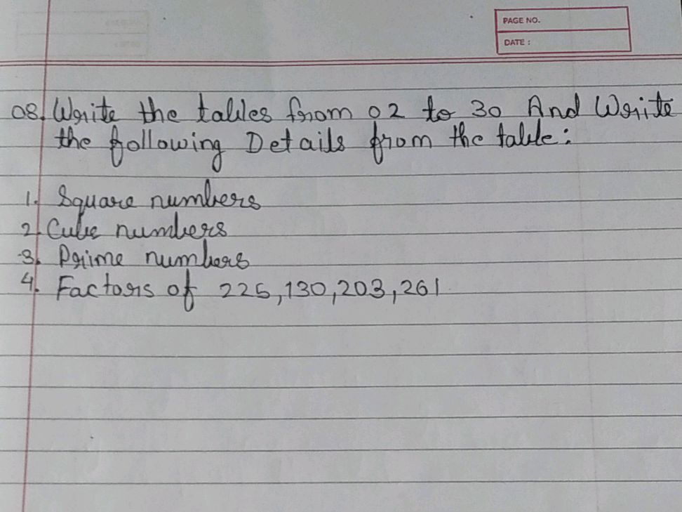 Table Two Writing 08. Write the tables from 02 to 30 And Write | StudyX