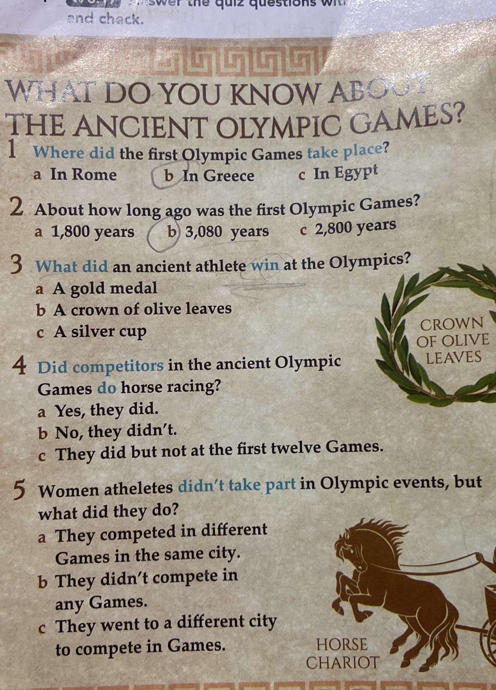 1 Where did the first Olympic Games take | StudyX