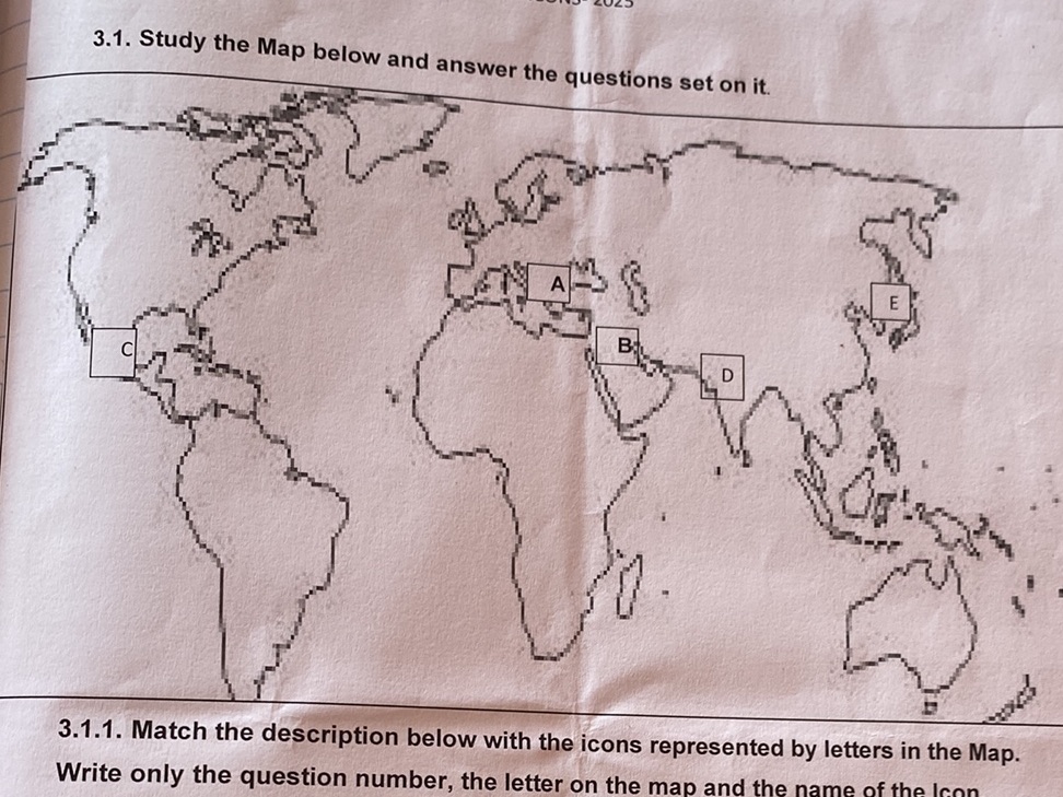 3.1. Study the Map below and answer the | StudyX