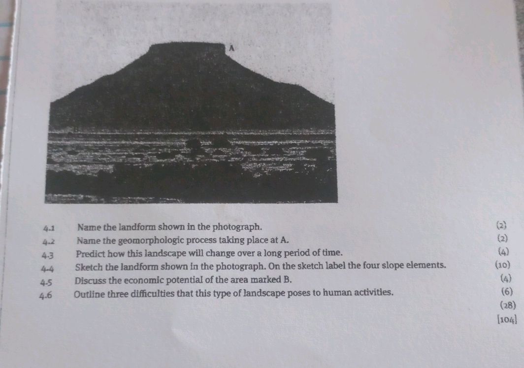 4.1 Name the landform shown in the | StudyX