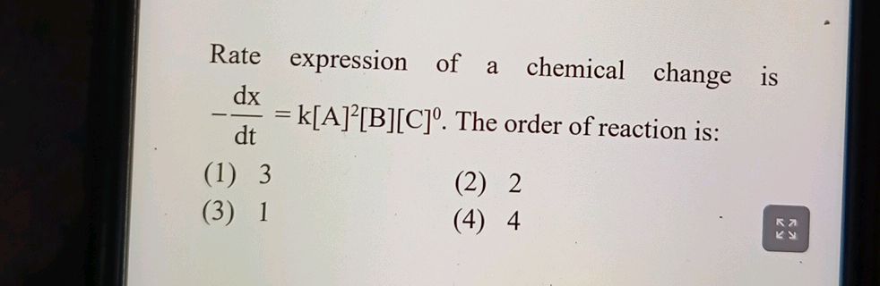 Rate expression of a chemical change is $ | StudyX