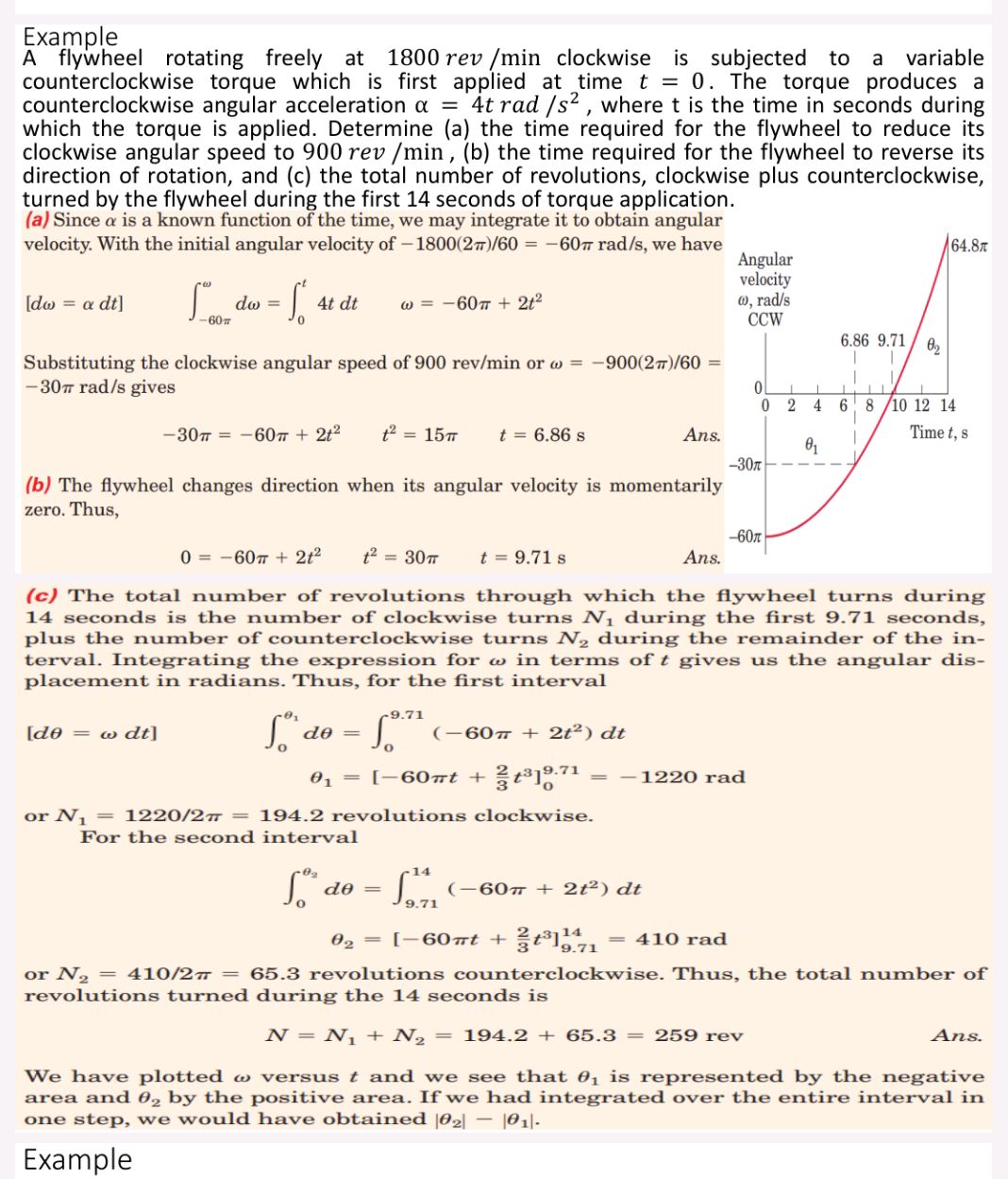 Example A flywheel rotating freely at 1800 | StudyX