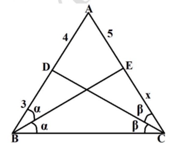 In the given triangle ABC, find the value of