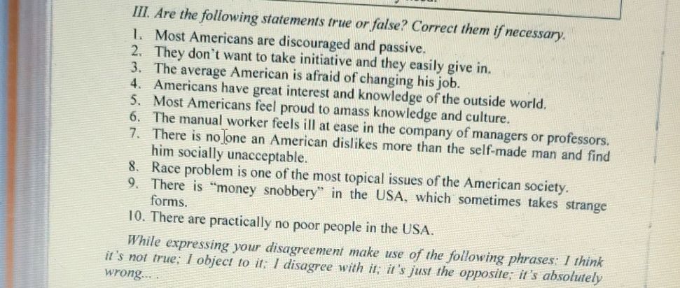 III. Are the following statements true or | StudyX