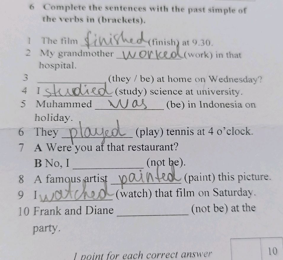 Complete the sentences with the past simple | StudyX