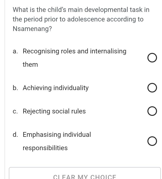 What Is Development Task What is the child's main developmental task