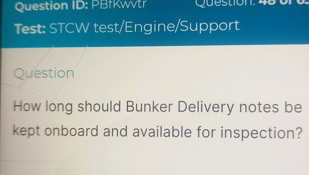 How long should Bunker Delivery notes be | StudyX
