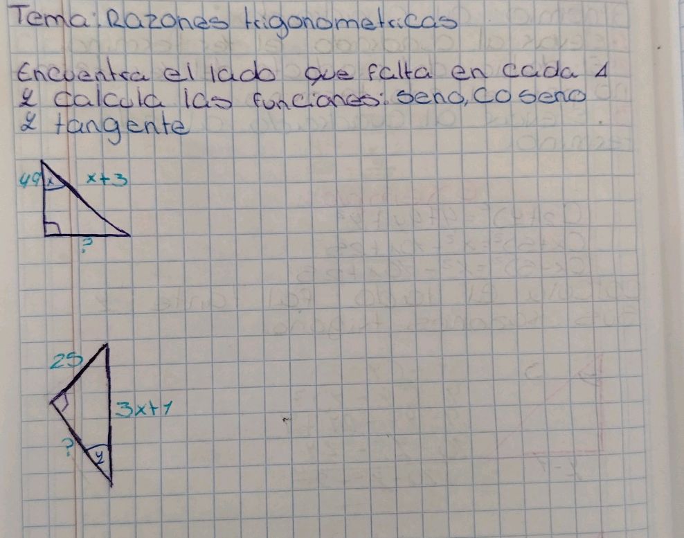 Encuentra el lado que falta en cada 1 y | StudyX