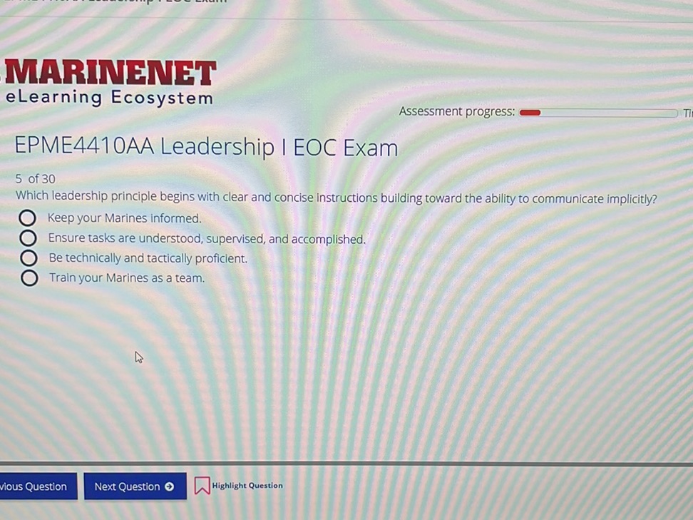 Which leadership principle begins with clear