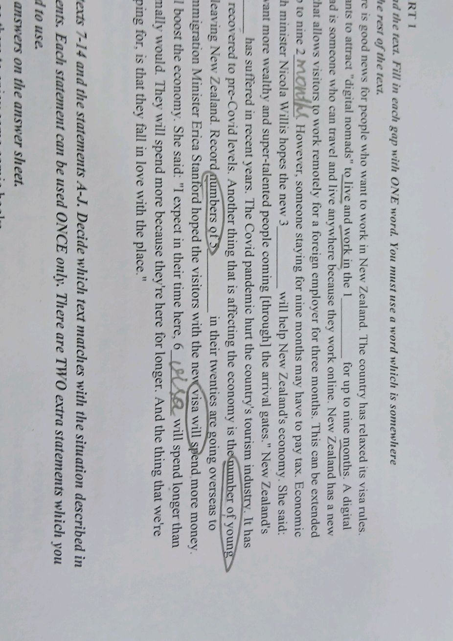 RT 1 Read the text. Fill in each gap with | StudyX