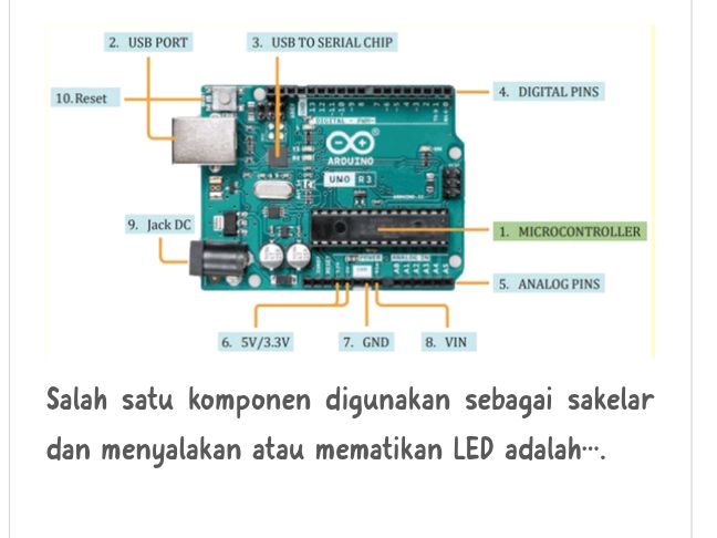 Komponen Arduino Led Salah satu komponen digunakan sebagai | StudyX