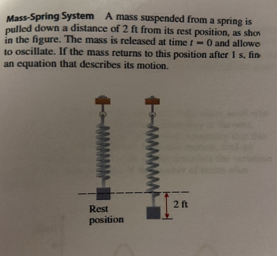 Mass-Spring System A mass suspended from a | StudyX