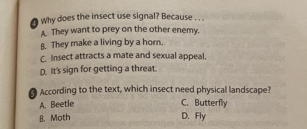 4 Why does the insect use signal? Because... | StudyX