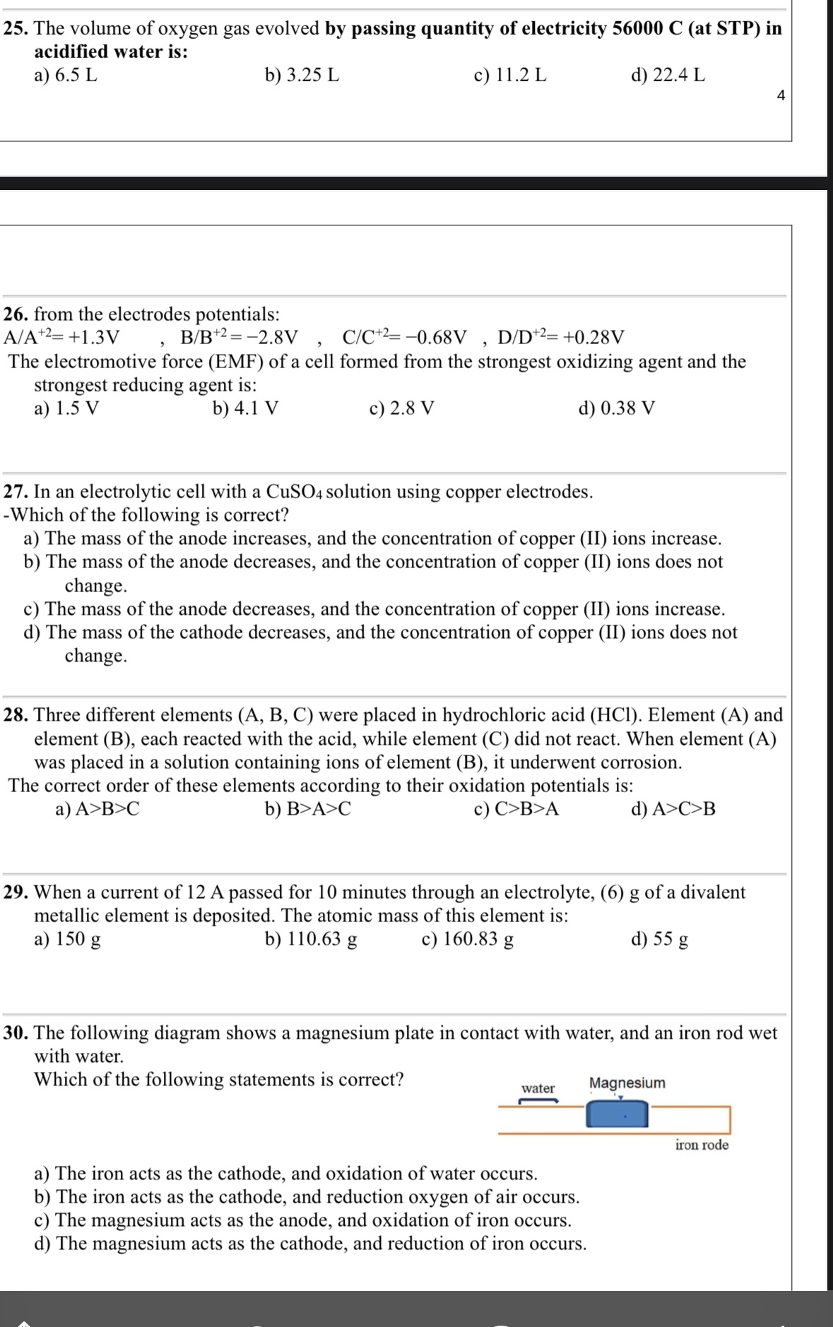 The volume of oxygen gas evolved by passing