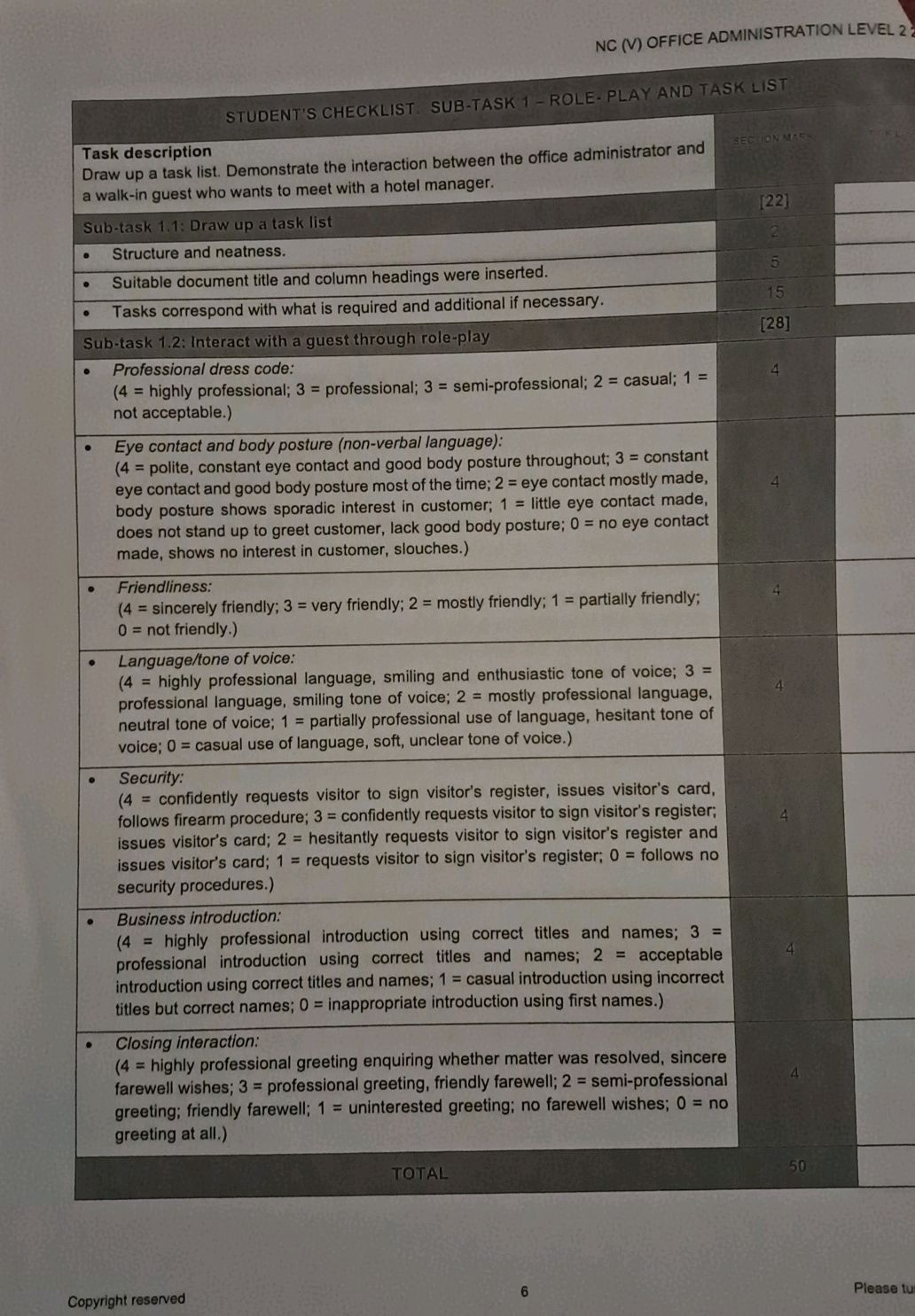 Task description Draw up a task list. | StudyX