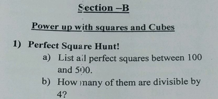 1) Perfect Square Hunt! a) List all perfect | StudyX