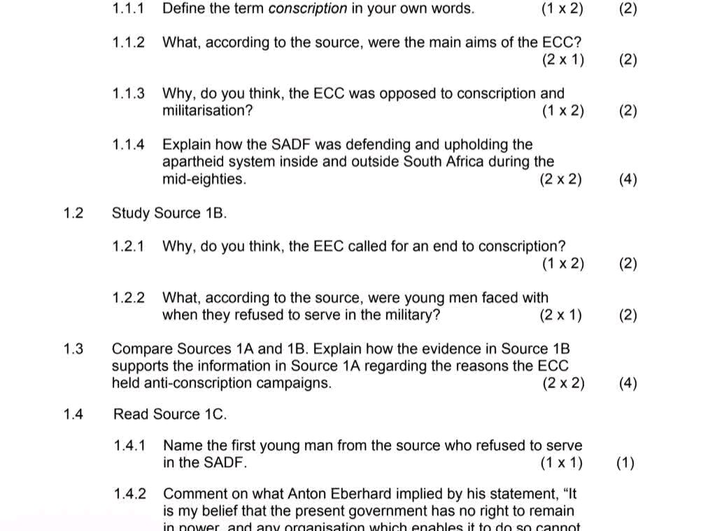 1.1.1 Define the term conscription in your | StudyX