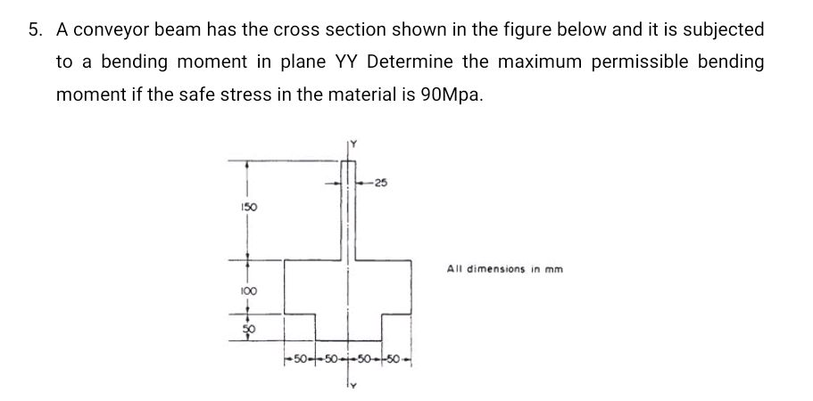 5. A conveyor beam has the cross section | StudyX