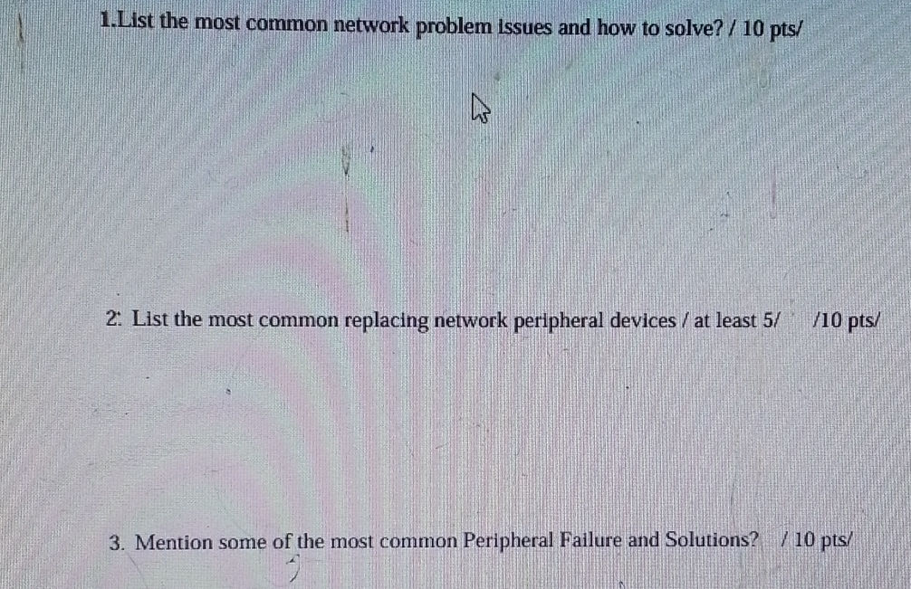 1. List the most common network problem | StudyX