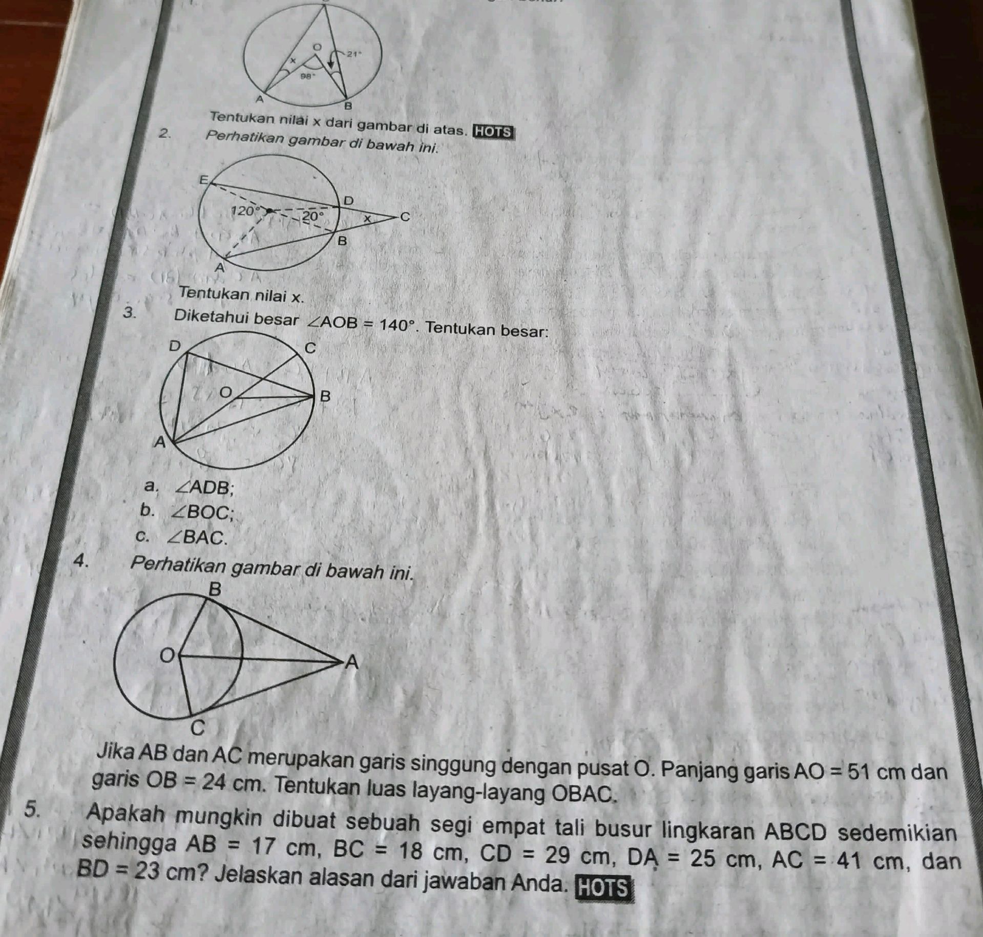 2. Tentukan nilai x dari gambar di atas. | StudyX