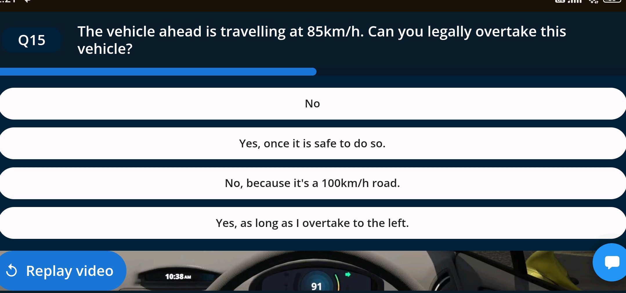 The vehicle ahead is travelling at 85km/h. | StudyX