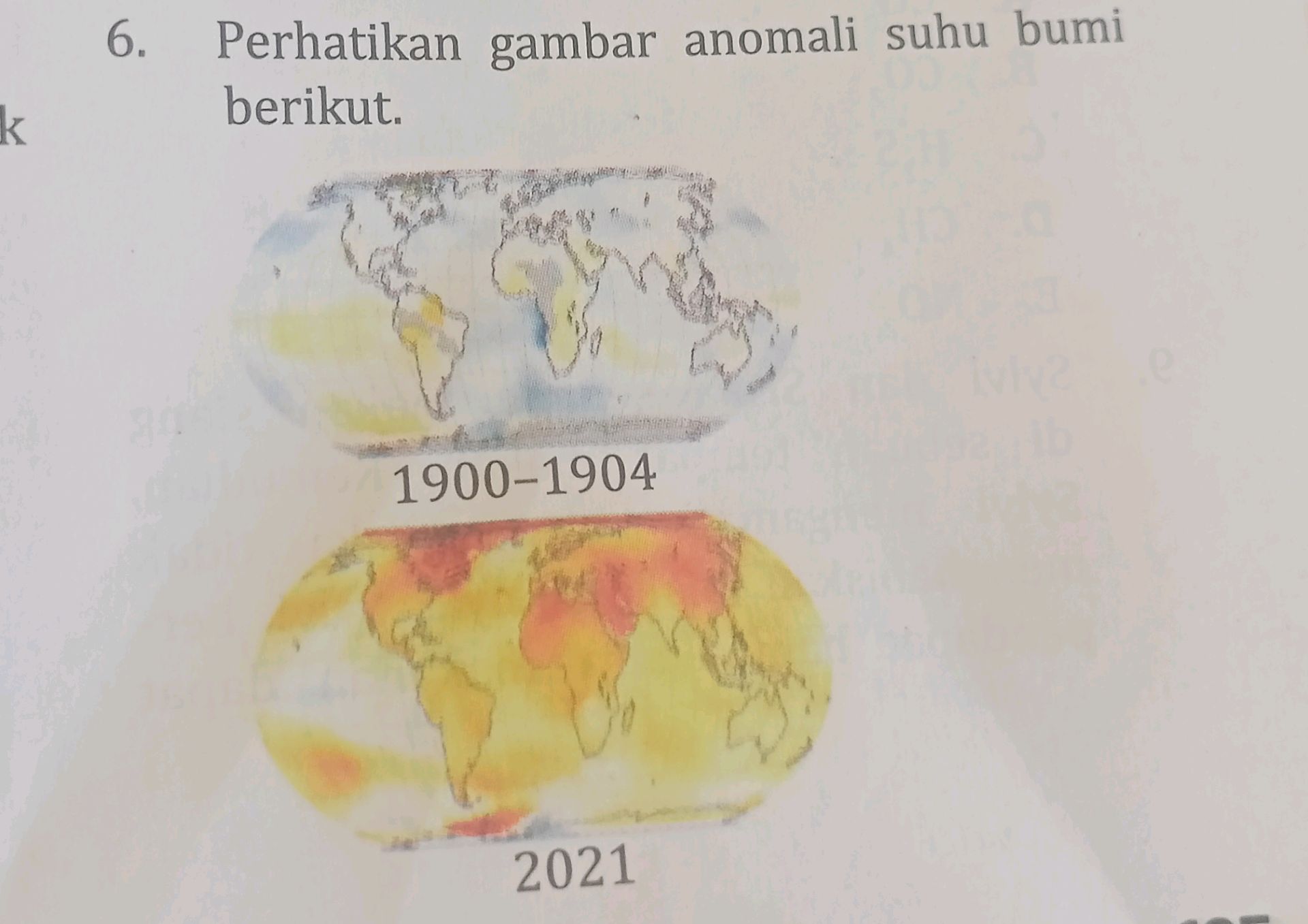 Histogram Suhu Bumi Perhatikan gambar anomali suhu bumi berikut.