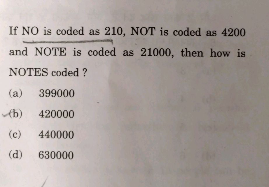 If NO is coded as 210, NOT is coded as 4200 | StudyX