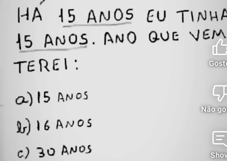 HÁ 15 ANOS EU TINHA 15 ANOS. ANO QUE VEM