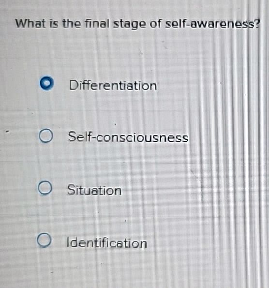 What is the final stage of self-awareness? | StudyX