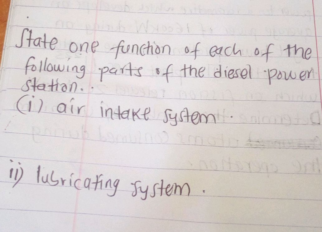 State one function of each of the following | StudyX
