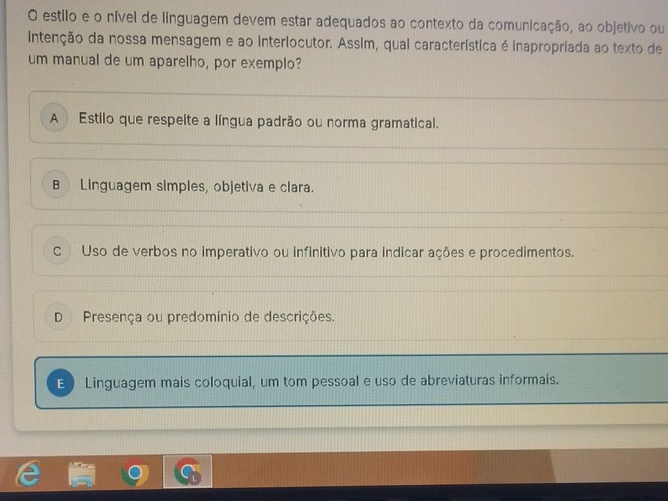 O estilo e o nível de linguagem devem estar | StudyX