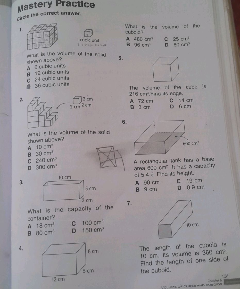 Volume Units Question 1. What is the volume of the solid shown | StudyX