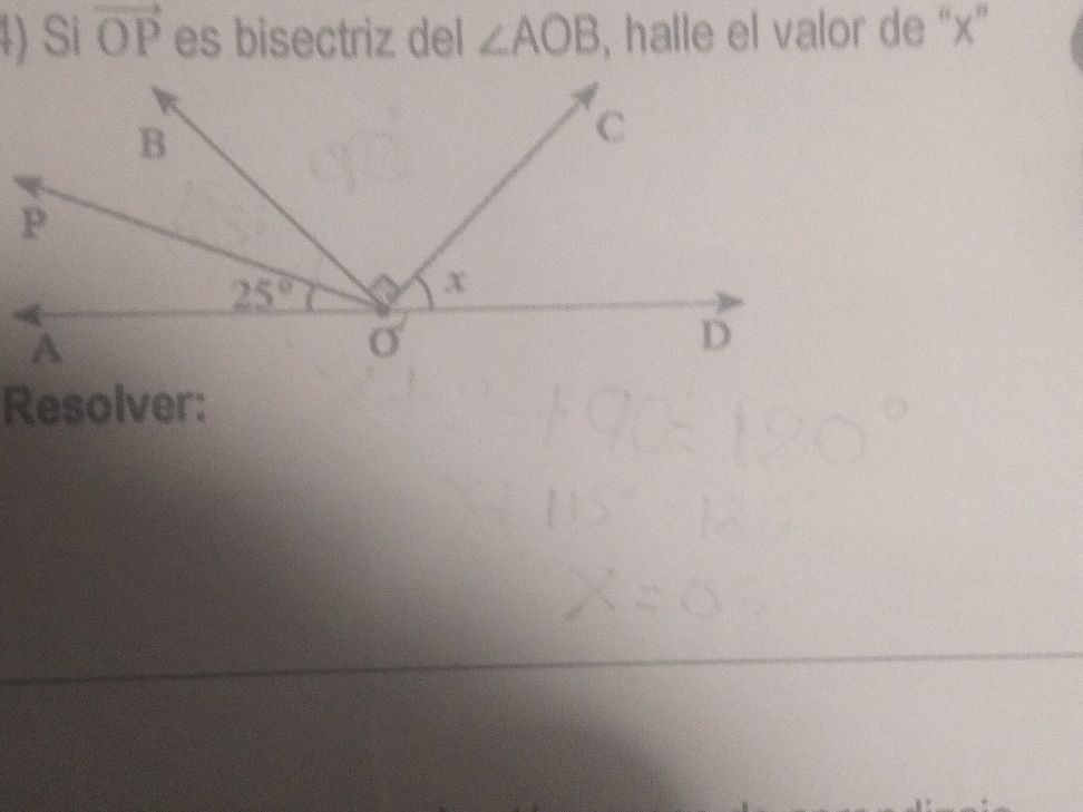 Si OP es bisectriz del ∠AOB, halle el valor | StudyX