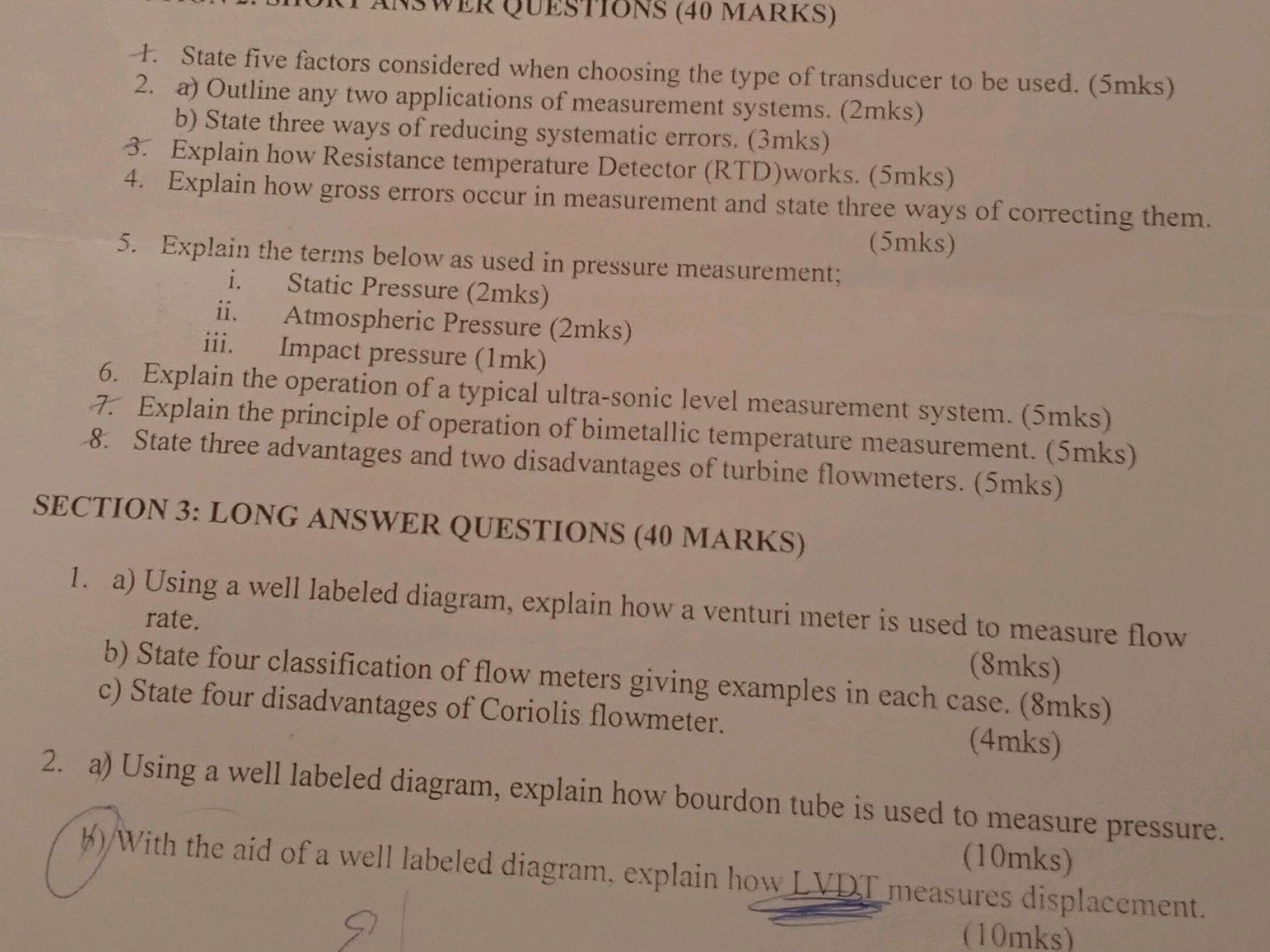 SECTION 2: SHORT ANSWER QUESTIONS (40 MARKS) | StudyX