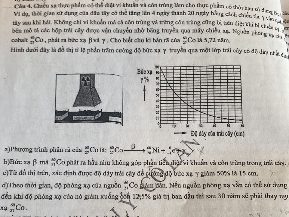 a) Phương trình phân rã của $_{27}^{60}Co$ | StudyX