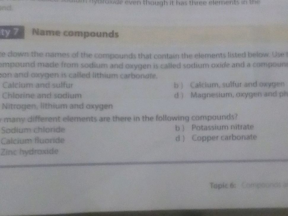 Name compounds Write down the names of the | StudyX