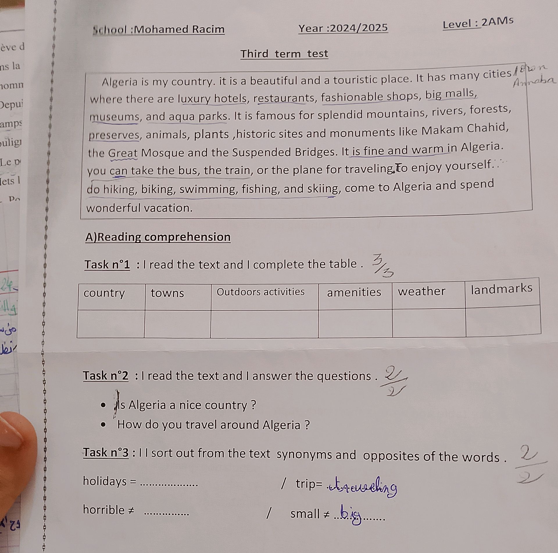Task n°1 : I read the text and I complete | StudyX