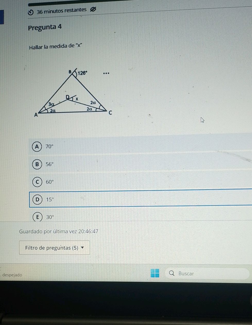 Hallar la medida de "x" ```latex | StudyX