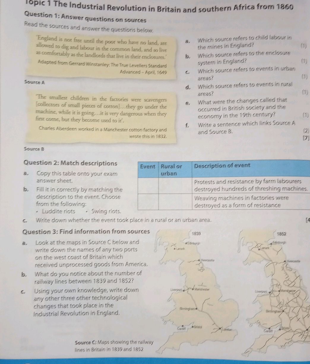 Topic 1 The Industrial Revolution in Britain | StudyX