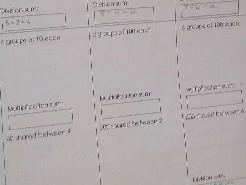 Division sum: 8 ÷ 2 = 4 4 groups of 10 each | StudyX