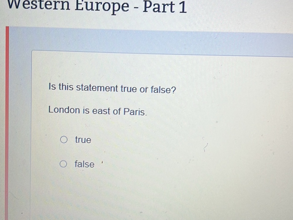 Is this statement true or false? London is | StudyX