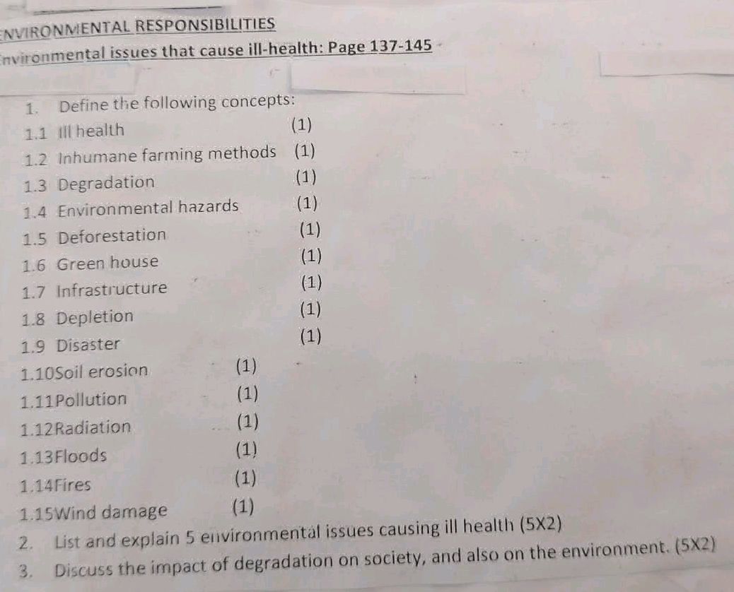 1. Define the following concepts: 1.1 Ill | StudyX