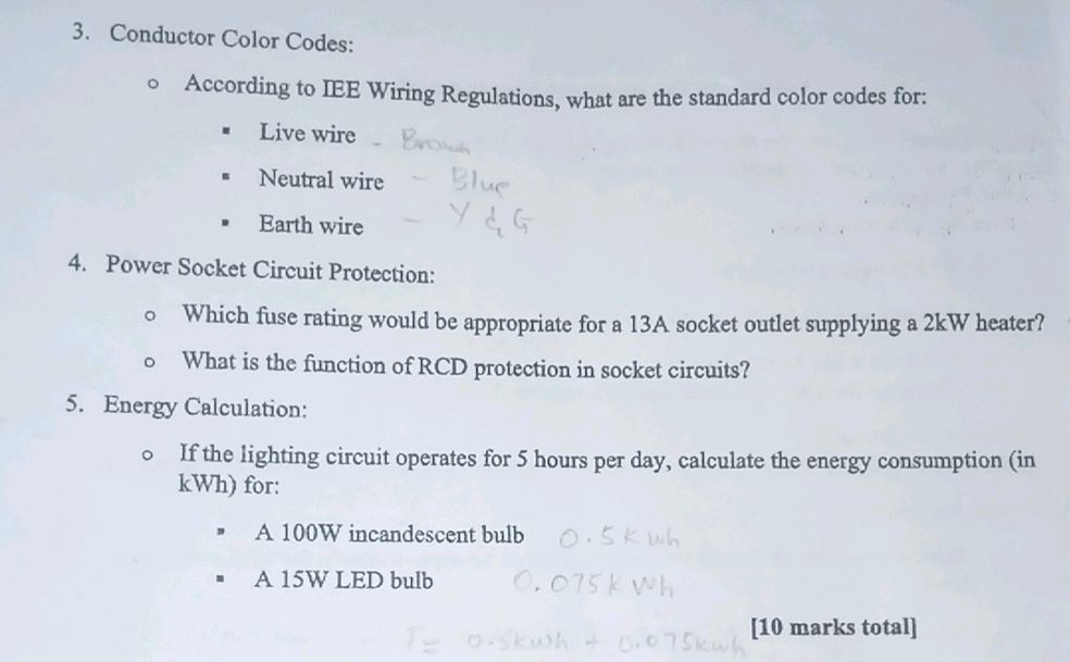 3. Conductor Color Codes: According to IEE | StudyX