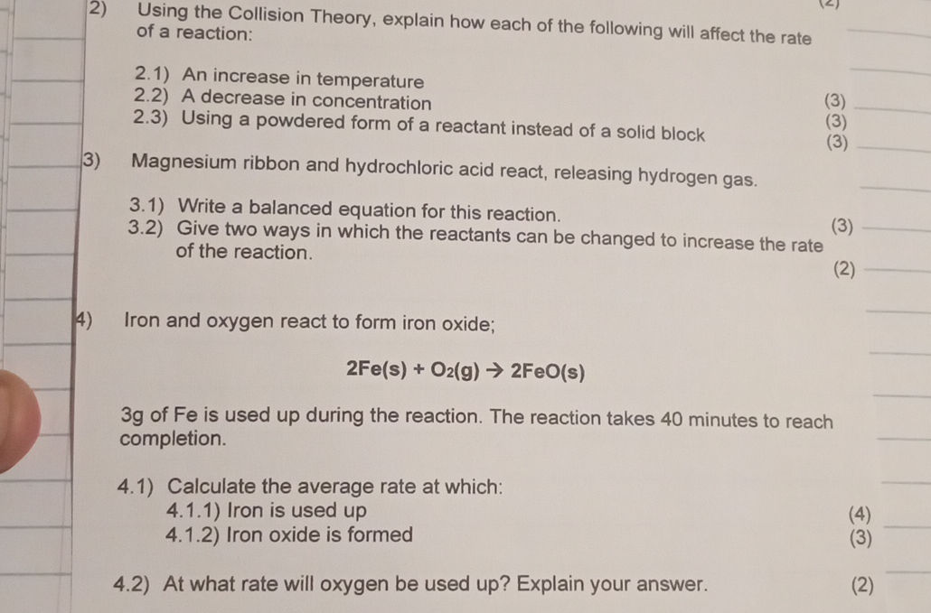 2) Using the Collision Theory, explain how | StudyX