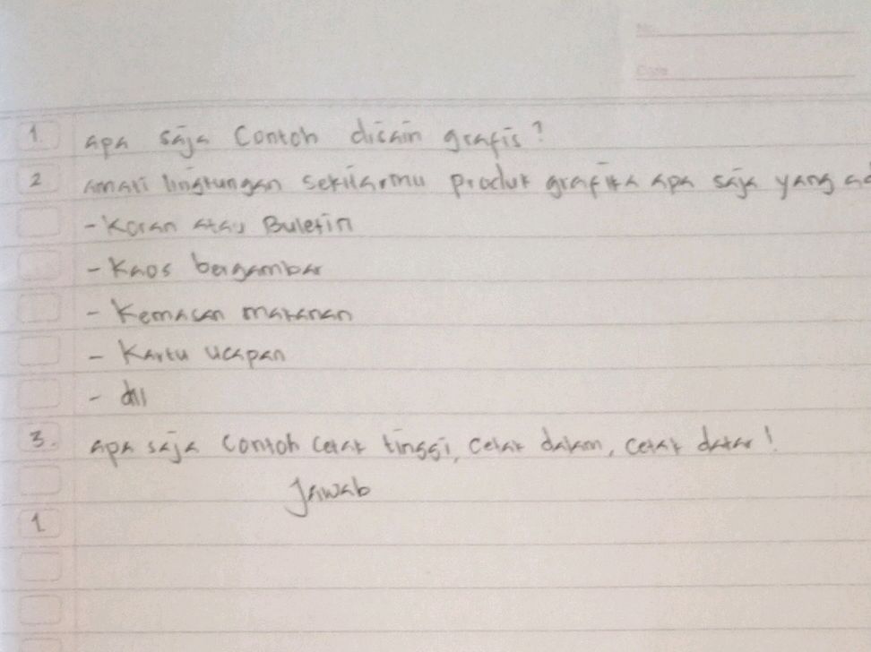 1. apa saja Contoh disain grafis? 2. amati | StudyX