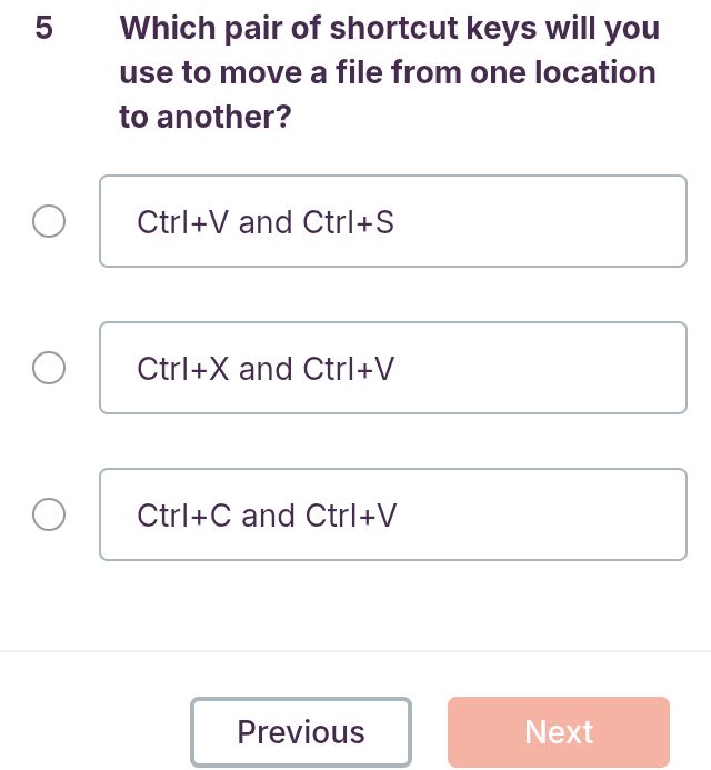 5 Which pair of shortcut keys will you use | StudyX