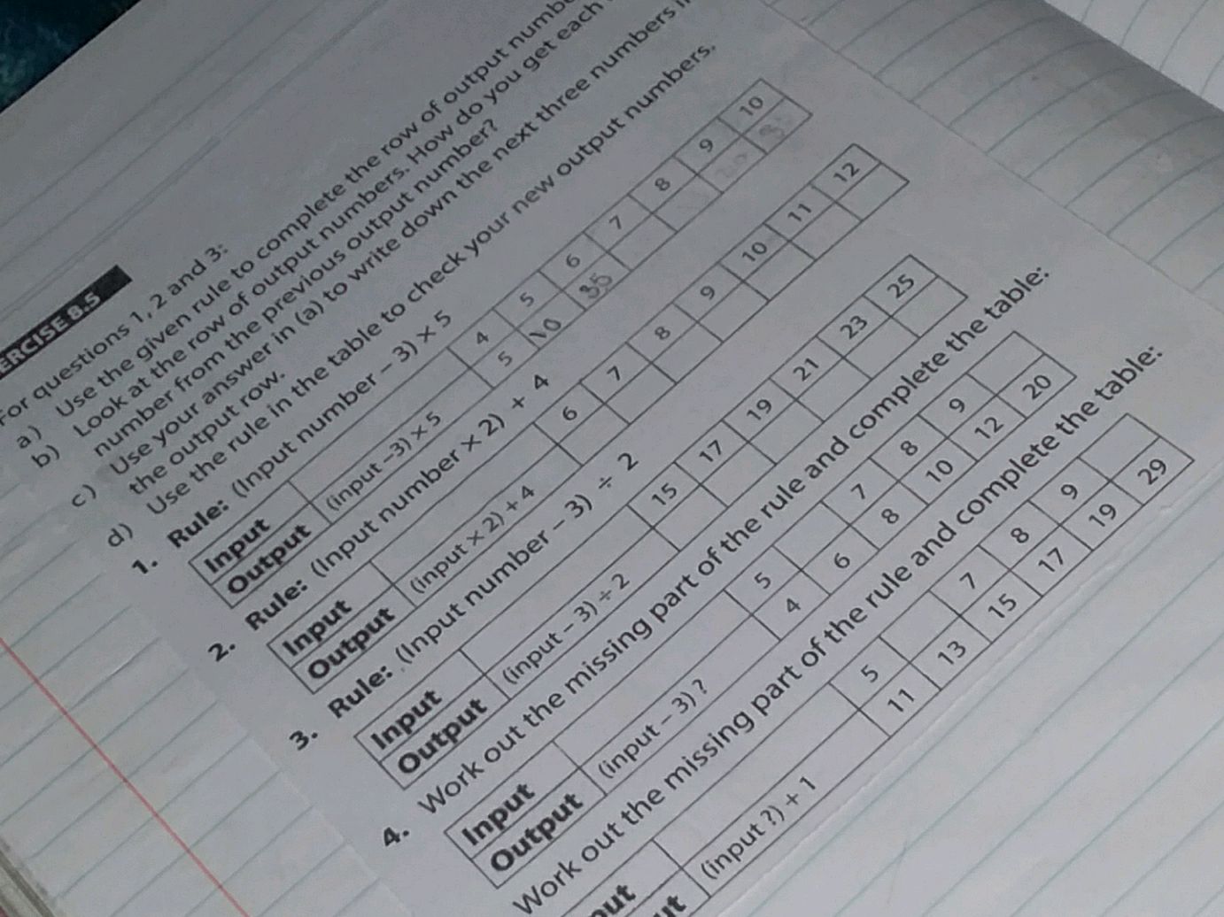 Input 4 1. Rule: (Input number - 3) x 5 | Input | 4 | StudyX