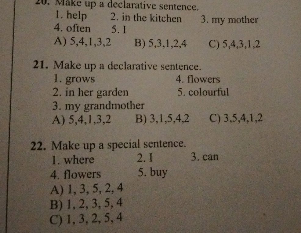 Sentence Make Up 20. Make up a declarative sentence. 1. help | StudyX